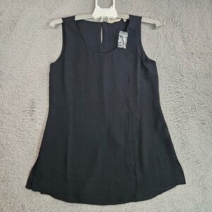 NEW - Soft Surroundings Sleeveless Top‎ Women XS Sheer Lined Simple Black - NEW